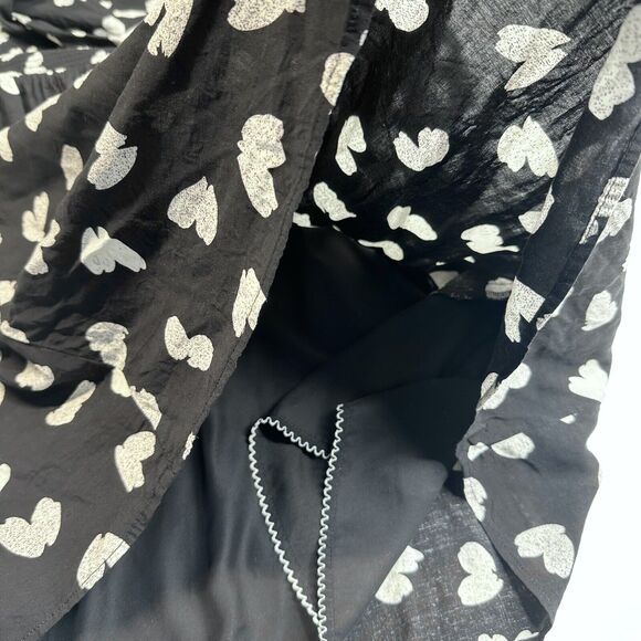 Anthropologie Maeve Banet Smocked Heart Dress Womens Small Black Lined Sheer - Picture 9 of 15